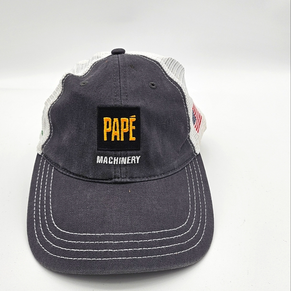 Pape Machinery John Deere Snapback Trucker Hat Cap Black White Mesh Adjustable